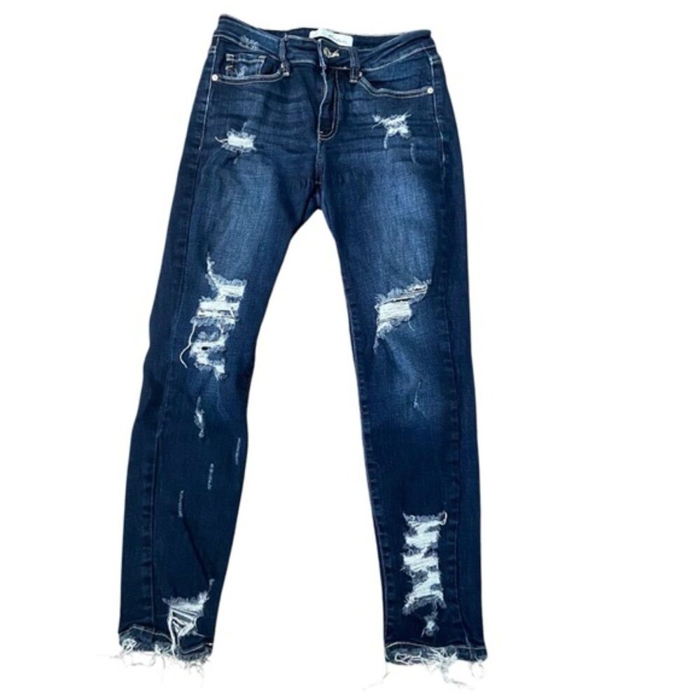 Kancan Mid Rise Skinny Ankle Jeans Distressed size 5/26
